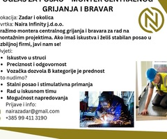 Oglas za posao - Monter centralnog grijanja i bravar
